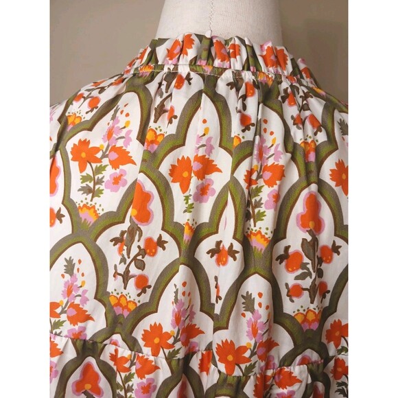 CROSBY by Mollie Burch Dress Sz XXL Floral Cotton Tiered Full A-line Tent Mini - Picture 8 of 16
